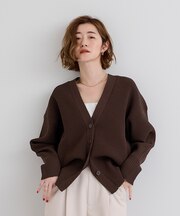 Vネックボリュームスリーブニットカーディガン