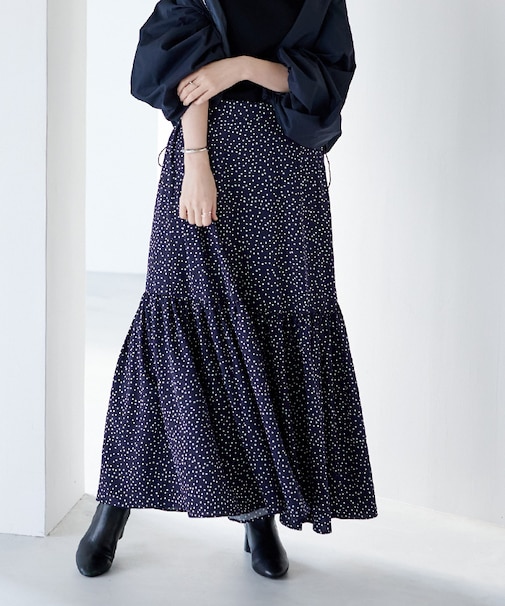 ランダムドットティアードスカート