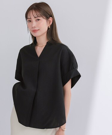 リネンライクワイドスリーブスキッパーシャツ