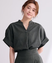 リネンライクワイドスリーブスキッパーシャツ