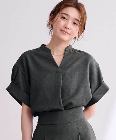 リネンライクワイドスリーブスキッパーシャツ