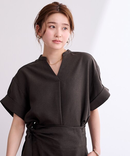 リネンライクワイドスリーブスキッパーシャツ