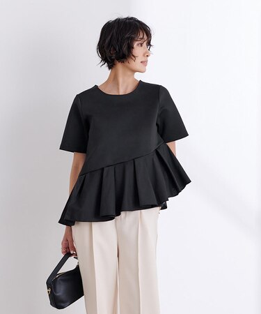 アシンメトリーフリルドッキングTシャツ