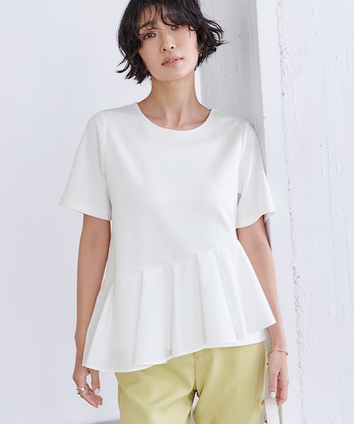 アシンメトリーフリルドッキングTシャツ