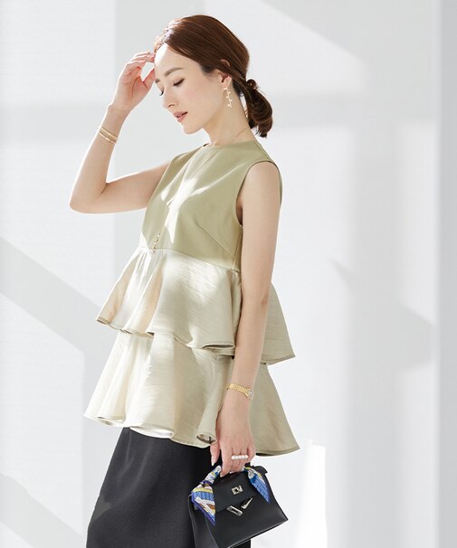 ノースリーブティアードトップス