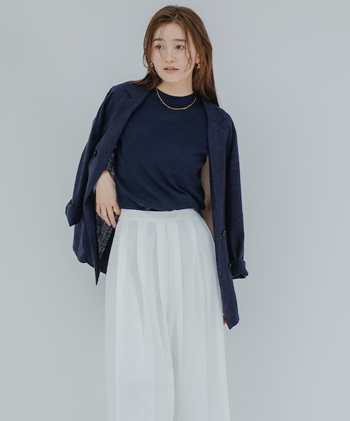 プチハイネックフレンチスリーブニット
