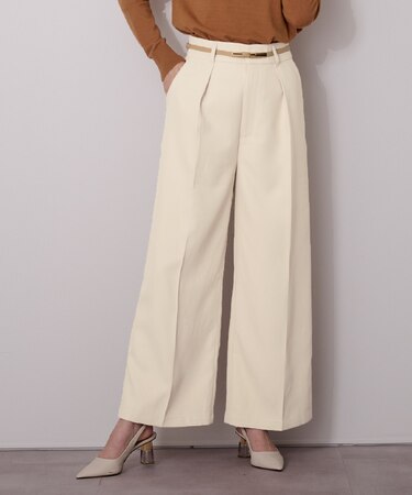 センタープレスタックワイドパンツ