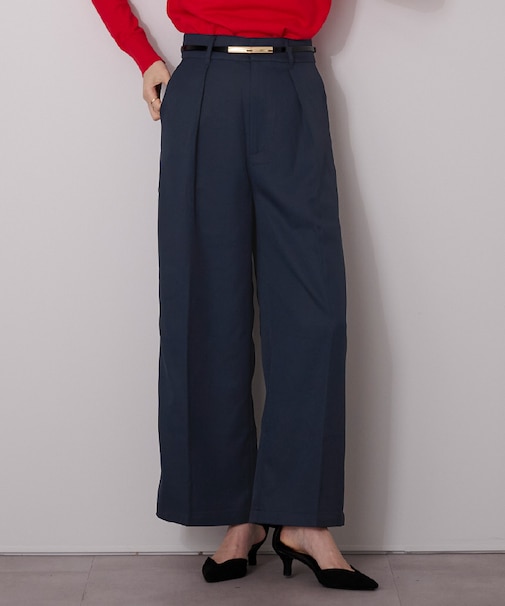 センタープレスタックワイドパンツ