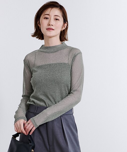 ラメハイネックプルオーバー