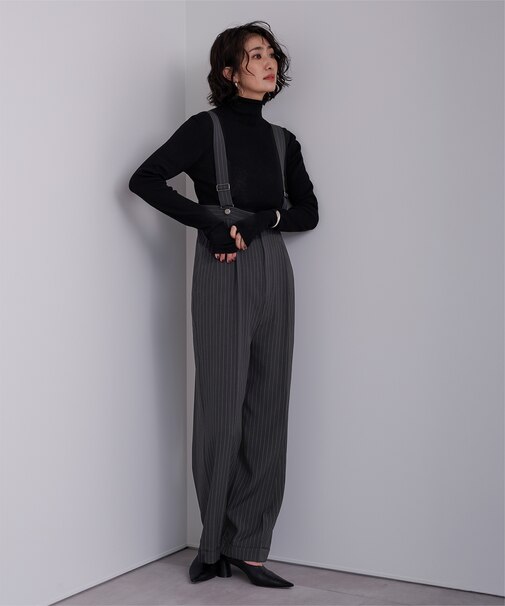 センタープレスダブルサロペットパンツ