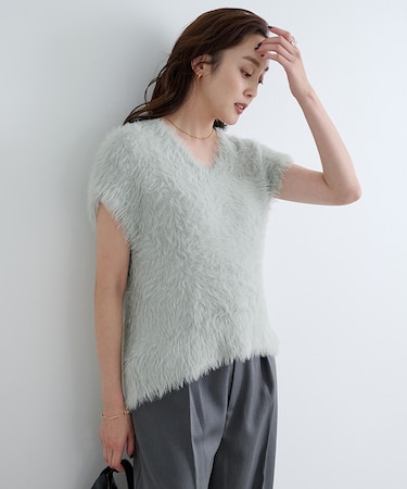 シャギーニットベスト