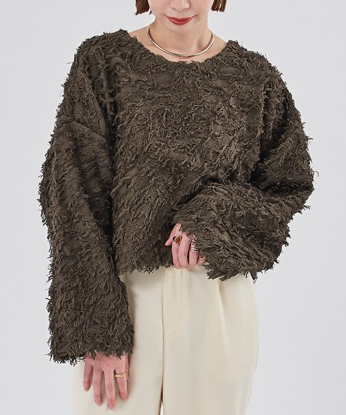 フリンジクロップドニット