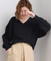 ウールブレンドVネックニットプルオーバー
