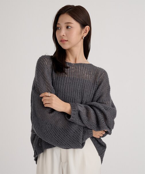 透かし編みクロップドニット