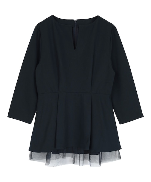 キーネックチュールティアードトップス