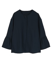 ギャザーフレアスリーブノーカラージャケット