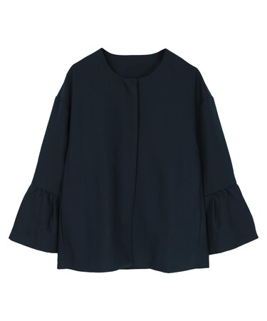 ギャザーフレアスリーブノーカラージャケット