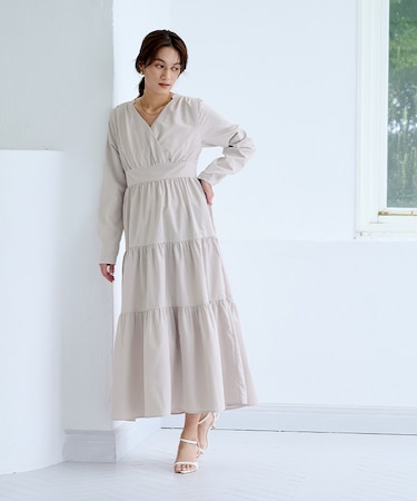 カシュクールティアードワンピース