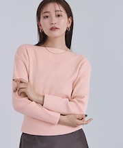 ボートネックドロップショルダーリブニット