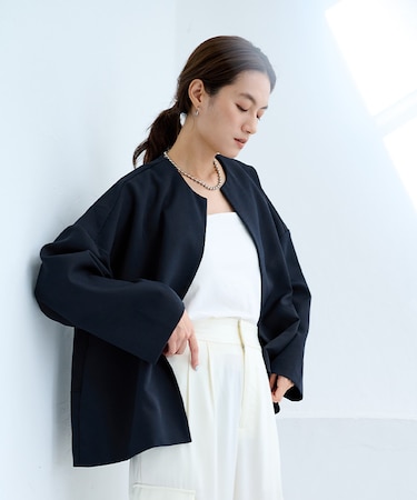 ノーカラーオーバーサイズジャケット