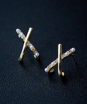 クロスパールピアス