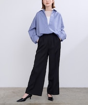 スキッパーネックドルマンスリーブオーバーサイズシャツ