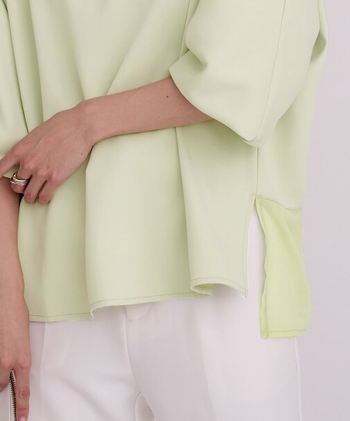 ドルマンスリーブボートネック裾シアーブラウス【メール便可／100】