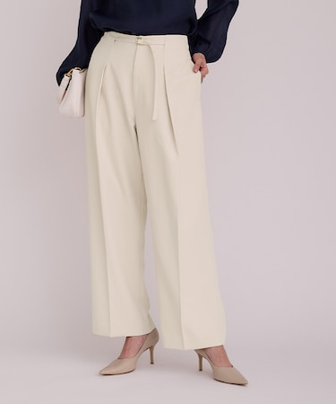 ベルトデザイン1タックワイドパンツ