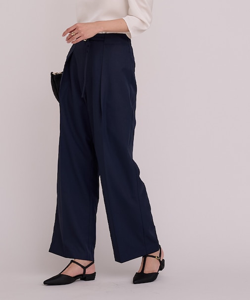 ベルトデザイン1タックワイドパンツ