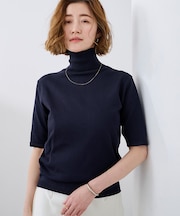 ハイネックハーフスリーブフィットニット