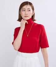ハイネックハーフスリーブフィットニット