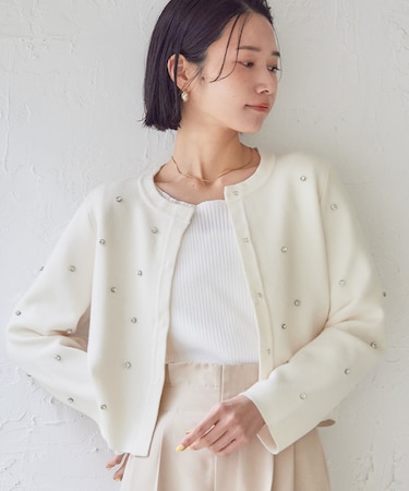 ビジューデザインニットカーディガン