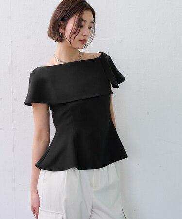 ケープデザインペプラムトップス