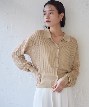 メッシュポロニットカーディガン