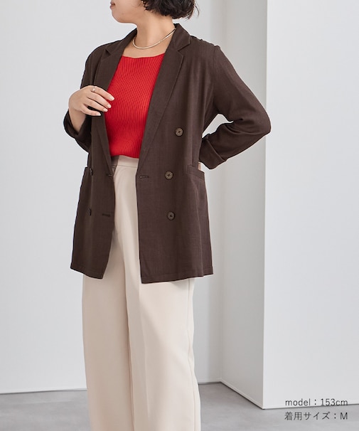 コットンリネンダブルブレストジャケット