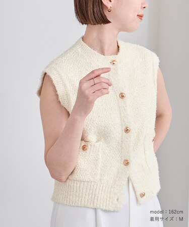ゴールド釦ニットベスト/カーディガン