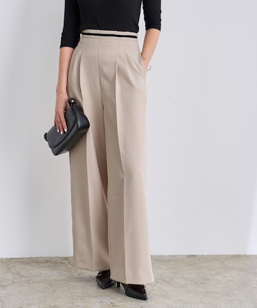 ウエストバイカラーワイドパンツ