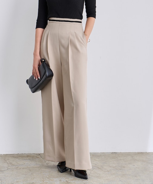 ウエストバイカラーワイドパンツ