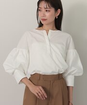 ボートネック袖バルーンブラウス
