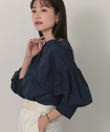 ボートネック袖バルーンブラウス
