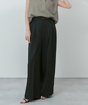 リネンライクサイドベルトデザインタックワイドパンツ