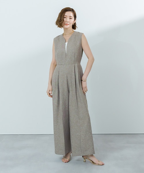 リネンライクディープハートネックオールインワン｜ユアーズの通販