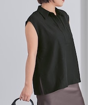 リネンライクフレンチスリーブスキッパーブラウス