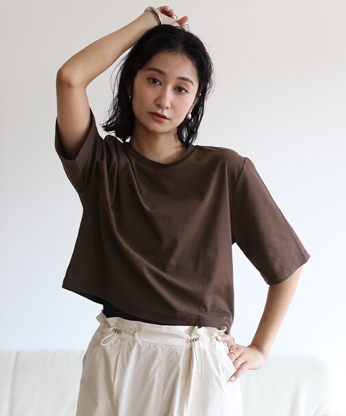 汗染み防止クロップドTシャツ