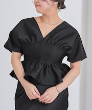 ディープVネッククロップドフリルトップス