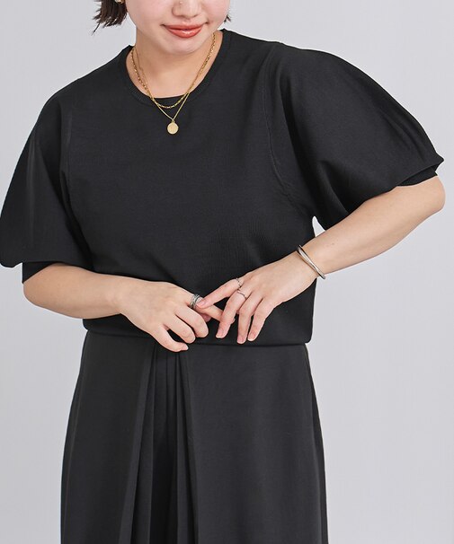 スポンディッシュパフスリーブニット