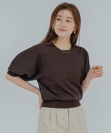 スポンディッシュパフスリーブニット