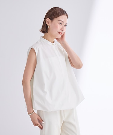 ゴールド釦フレンチスリーブバルーントップス