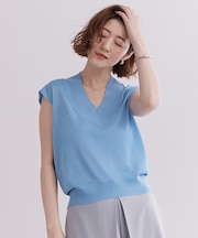 シアーラメVネックニット