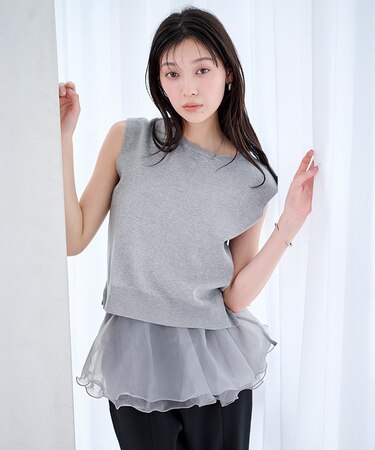 フレアベルト付ニットプルオーバー